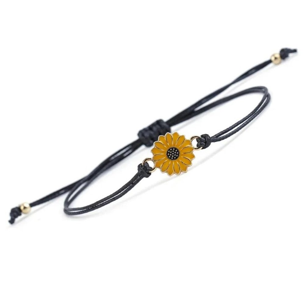 Y2K 90s Simple Yellow Daisy Flower Floral Adjustable Sliding Knot Bracelet NEW